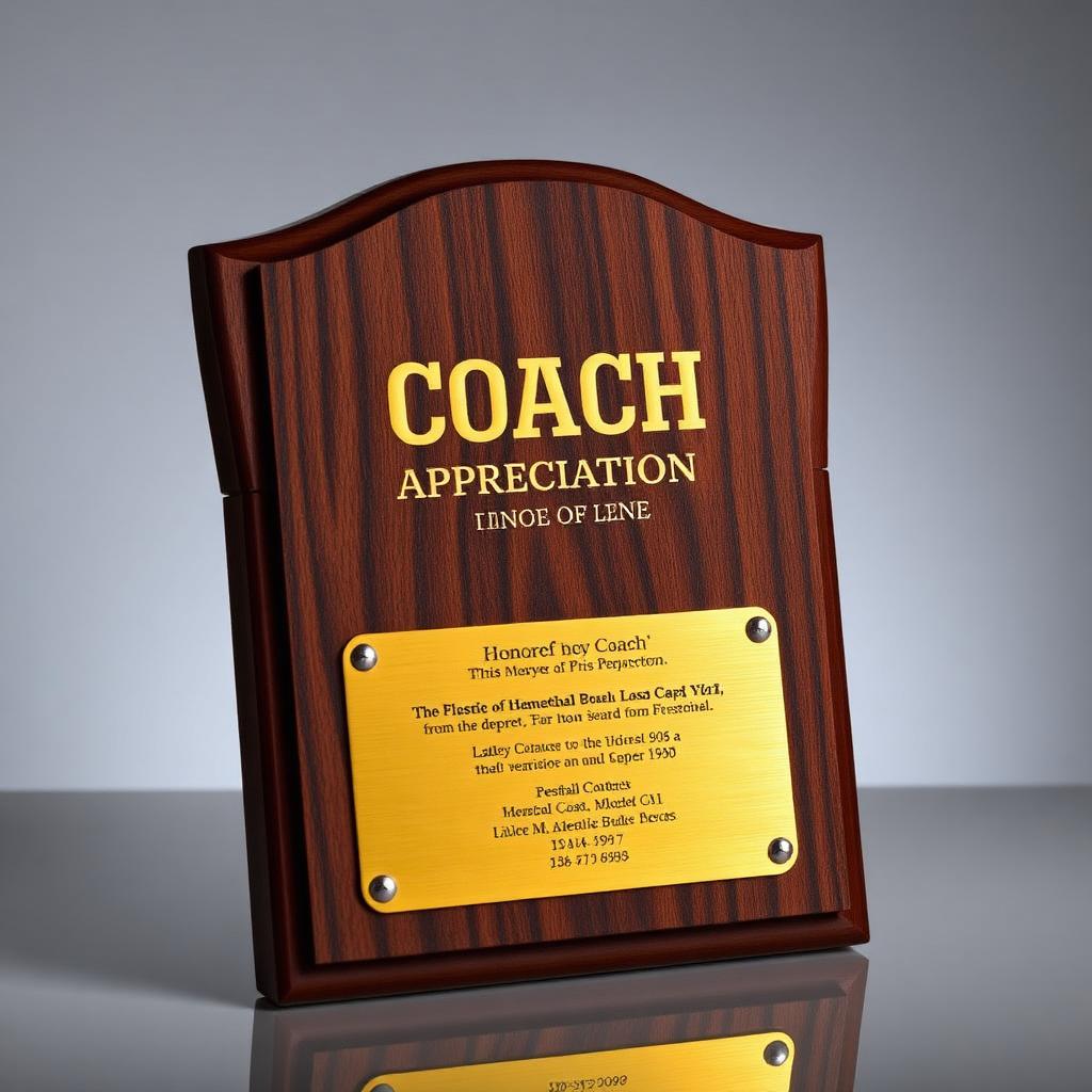 Coach appreciation plaque